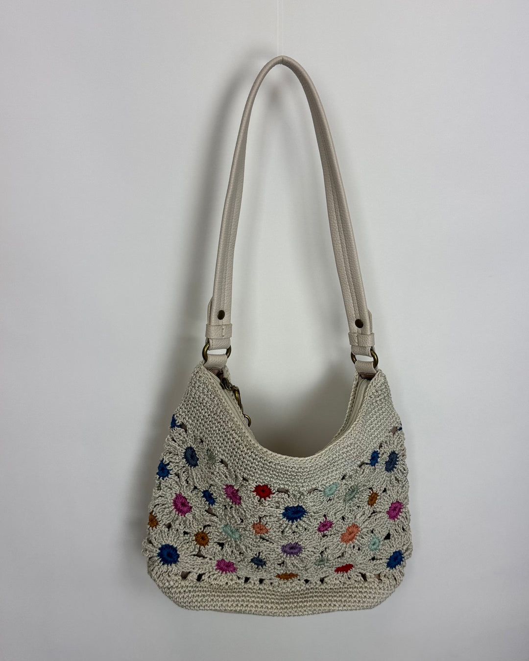 Pearl Sunburst Floral Crochet Shoulder Bag