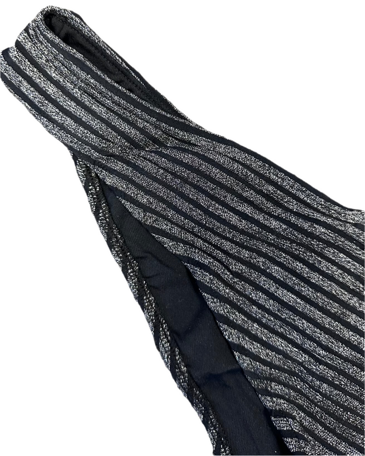 Metallic Black High Cut Bikini Bottom - XL, XXL, XXXL