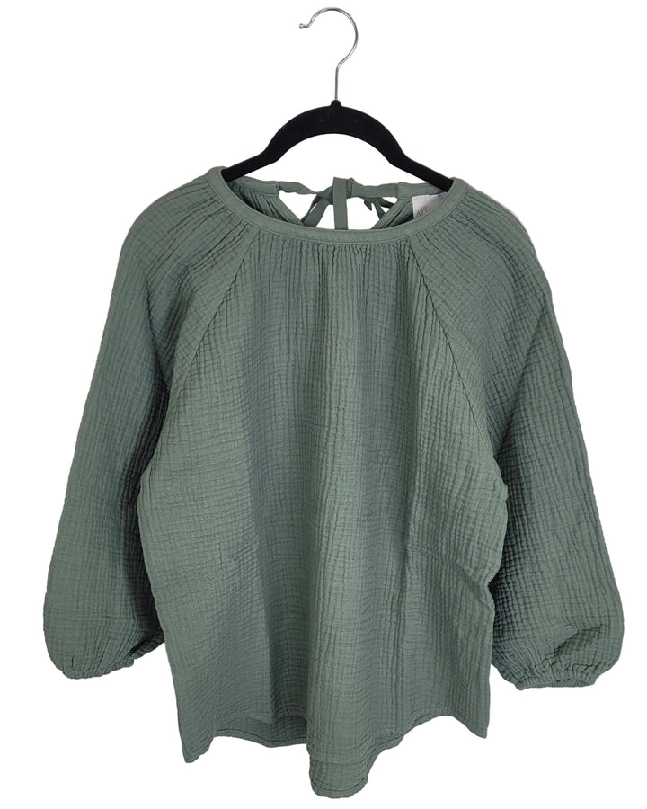 Muted Green Textured Top - Size 0/2, 4/6, 8/10, 12/14 and 16