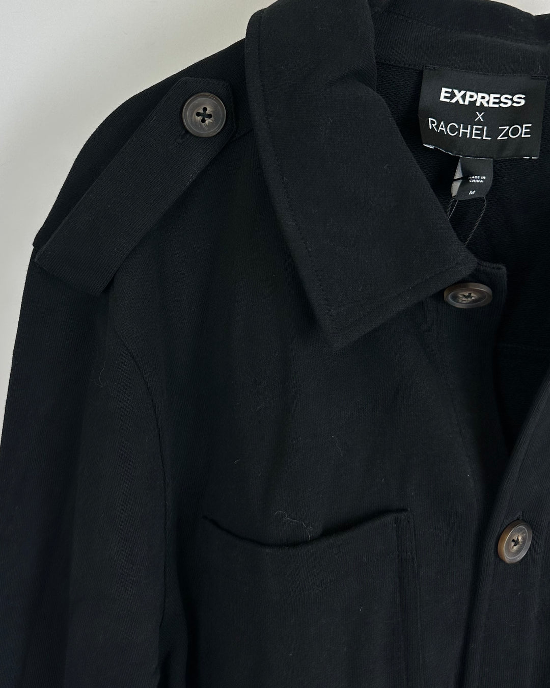 Oversized Black Button Up Shirt Jacket - Size 4/6