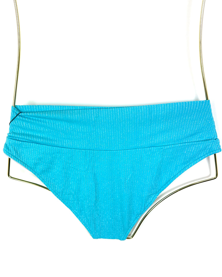 Metallic Blue Fuller Coverage Bikini Bottom - Small