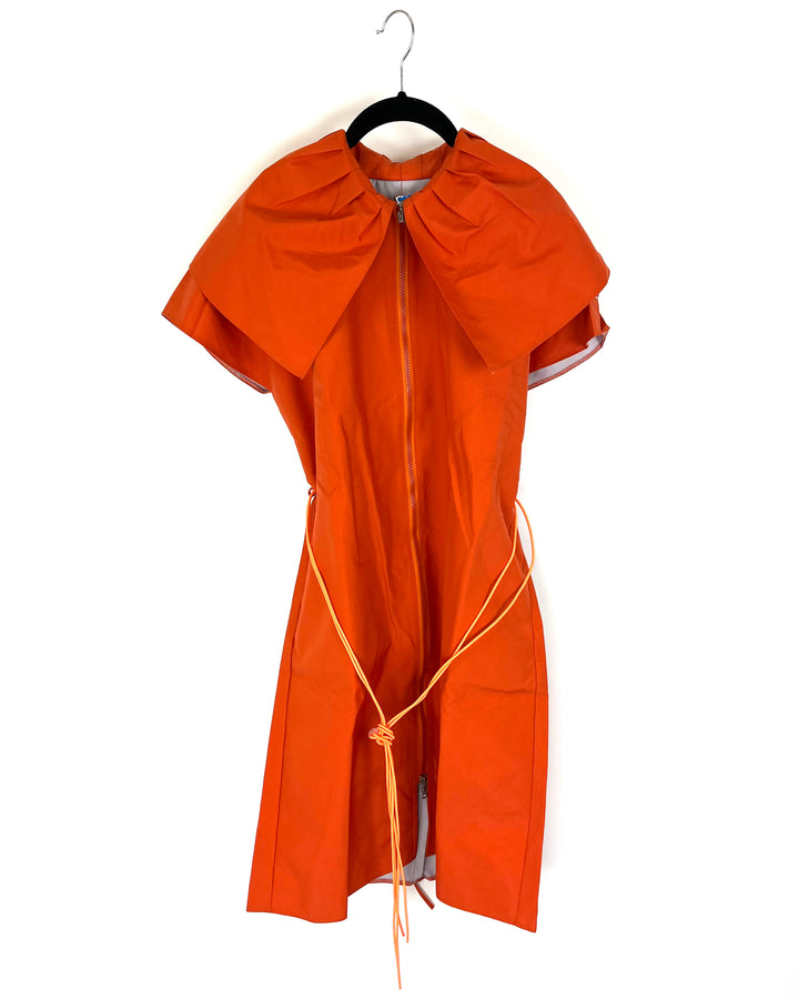 Orange Ruffle Neck Short Sleeve Raincoat - Size 6/8, 10/12 and 14/16