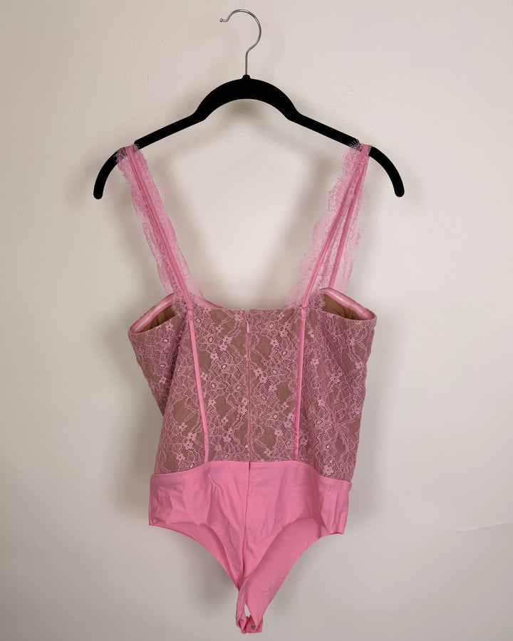 Baby Pink Lace Corset Bodysuit - Size 0/2