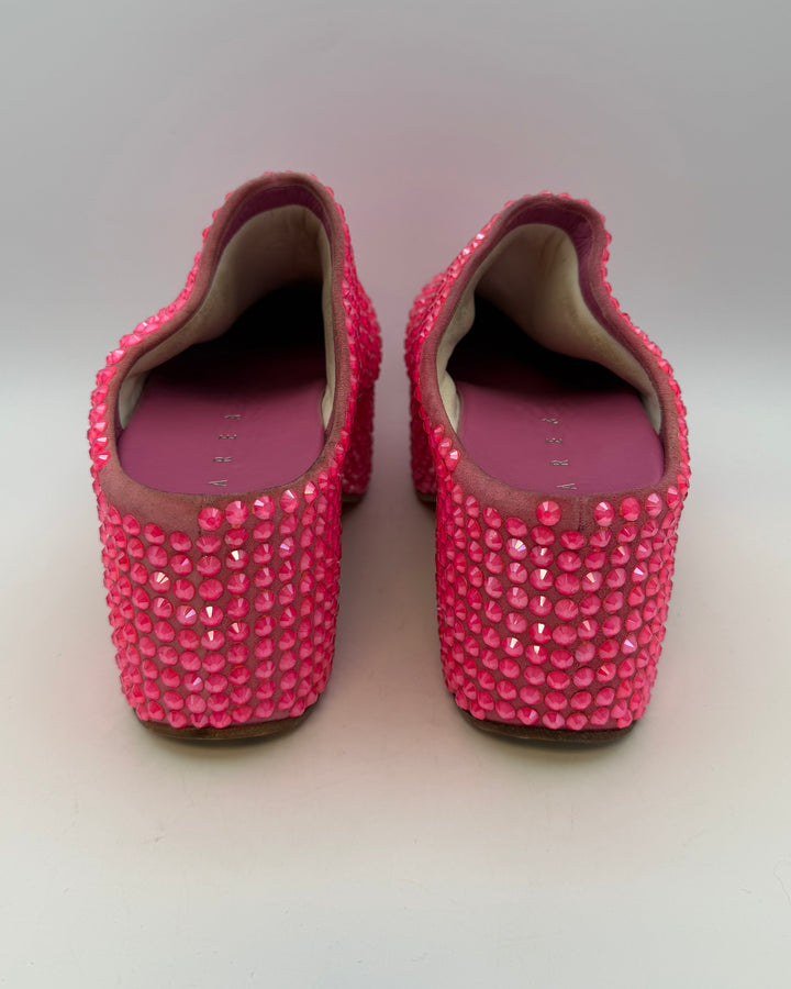 Pink Gem Embellished Platform Clogs - Size 38