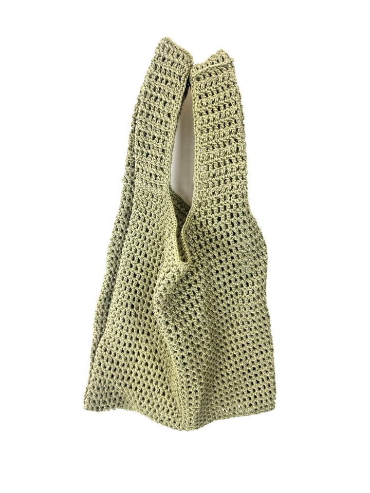 Green Open Crochet Tote Bag