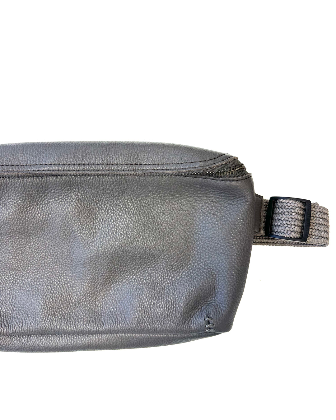 Large Dark Grey Leather Belt Bag