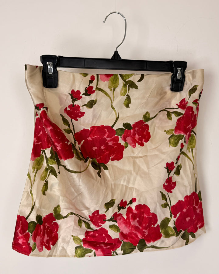 Tan Floral Strapless Top - Size 2/4