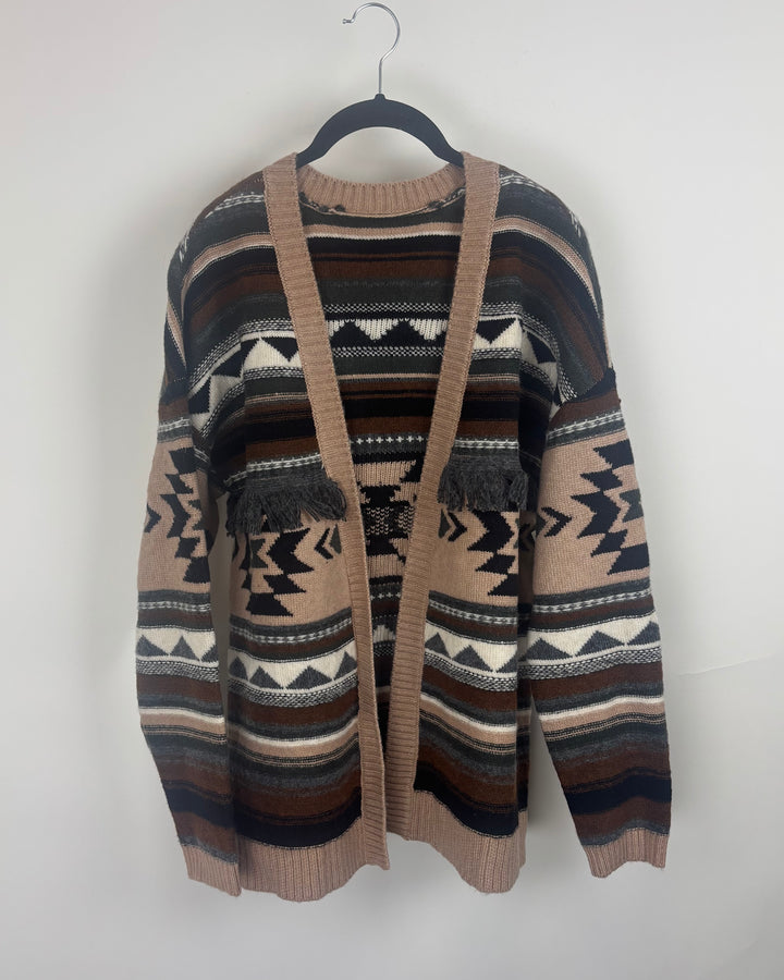 Brown Abstract Cardigan - Medium