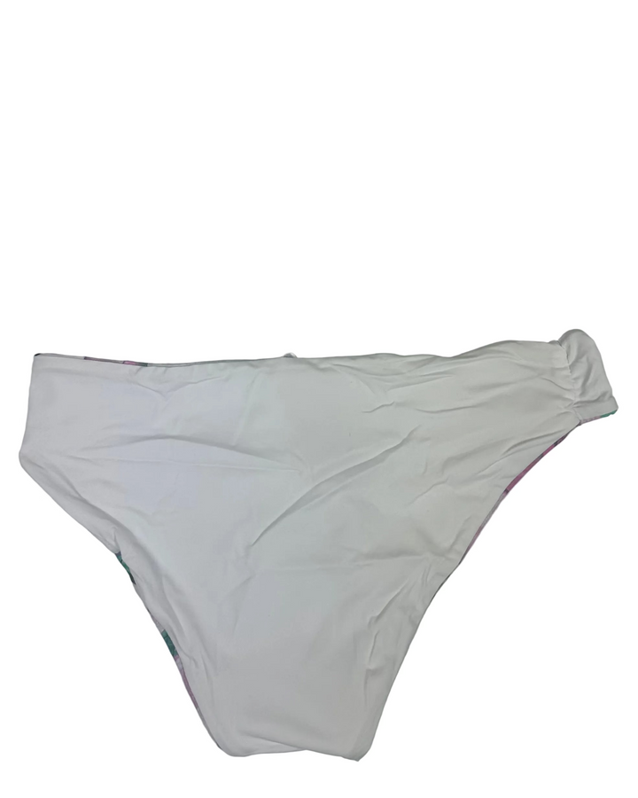Purple Floral and White Reversible Classic Bikini Bottom - XS, S, M, L, XL