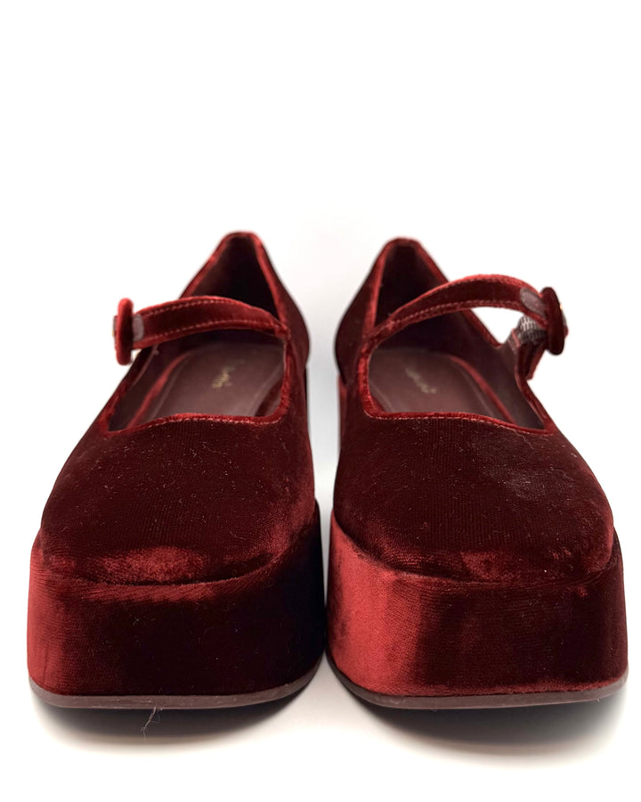 Wine Red Velour Platform - Size 7