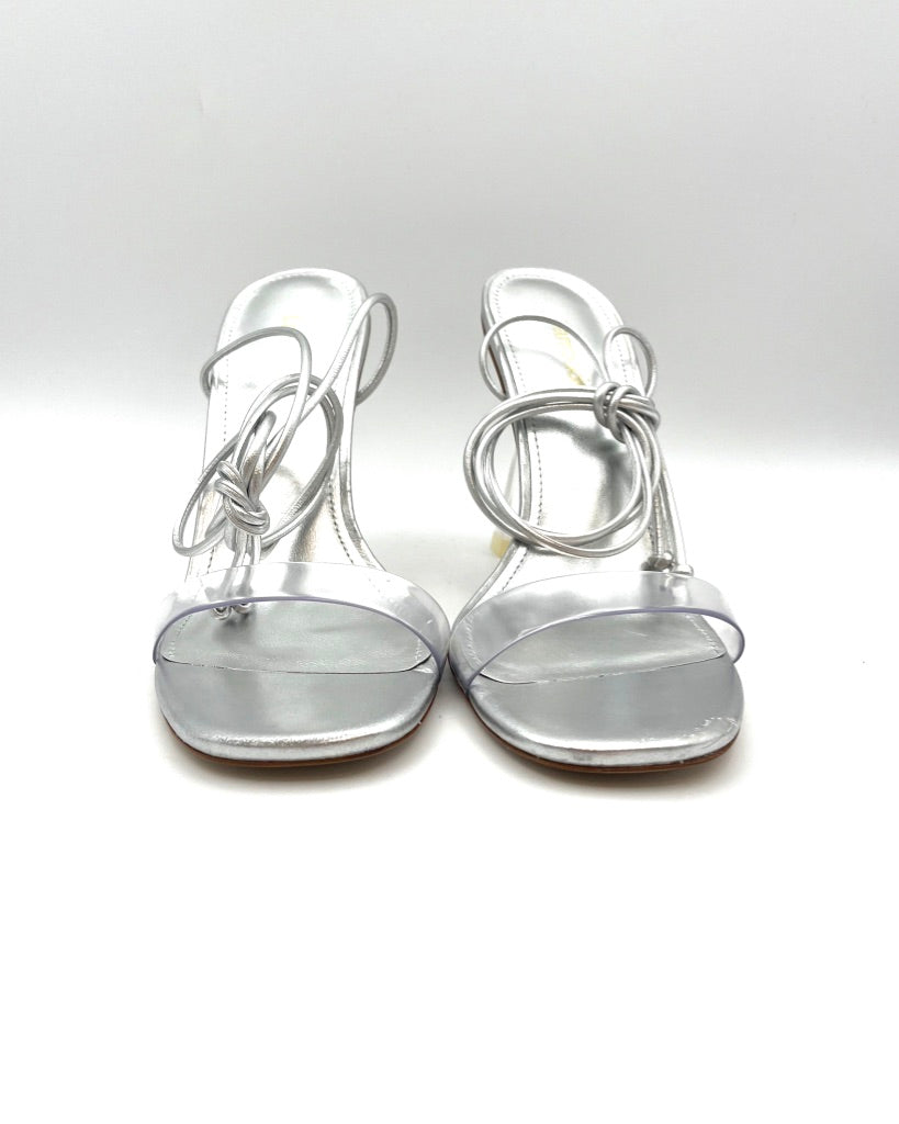Silver And Clear Lace Up Heel - Size 6