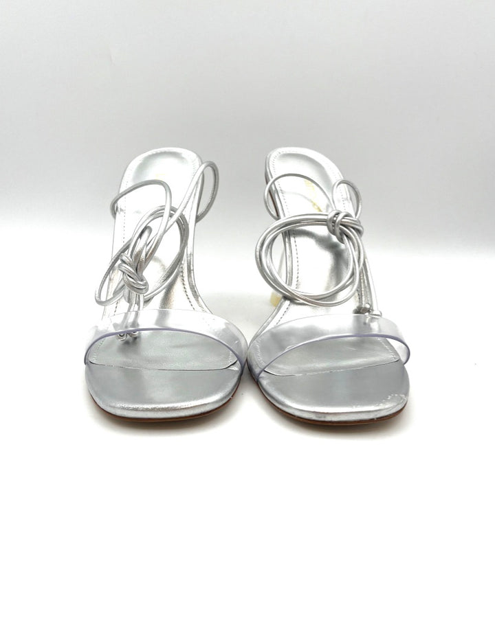 Silver And Clear Lace Up Heel - Size 6