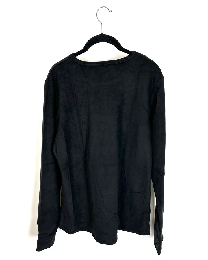 Black Fitted Fleece Top - Extra Large