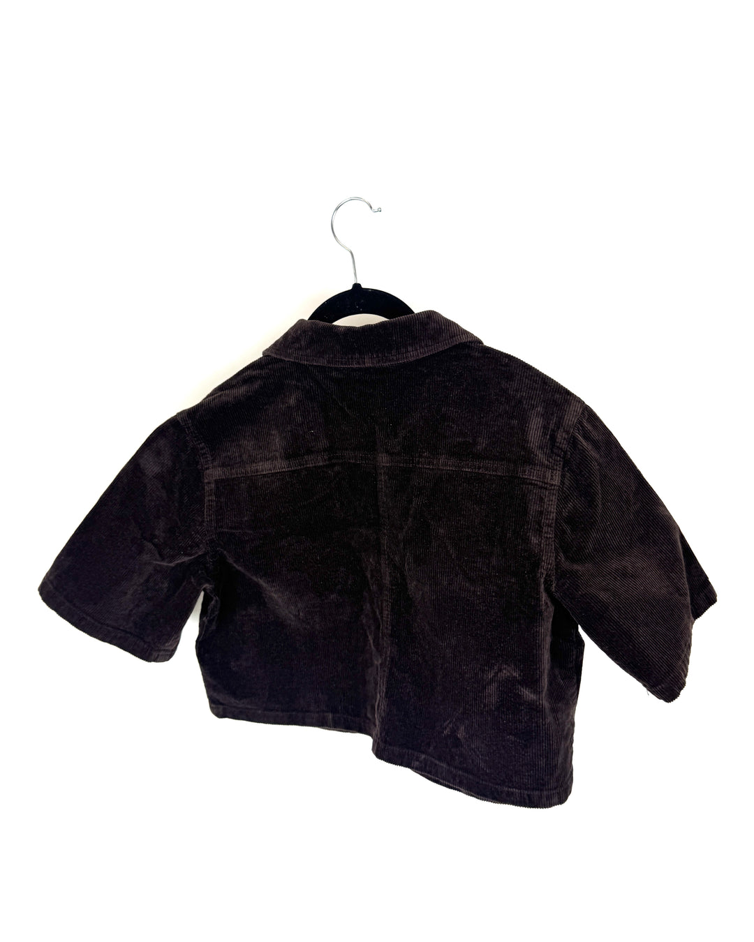 Brown Cropped Corduroy Button Down Top - Medium