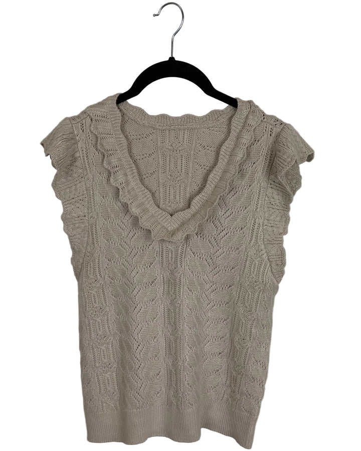 Light Taupe Ruffle Sweater - Size 2/4