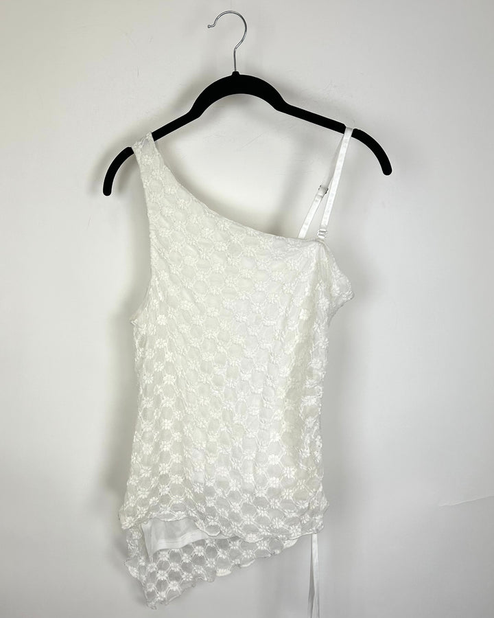 White One Shoulder Lace Shirt - Size 4/6