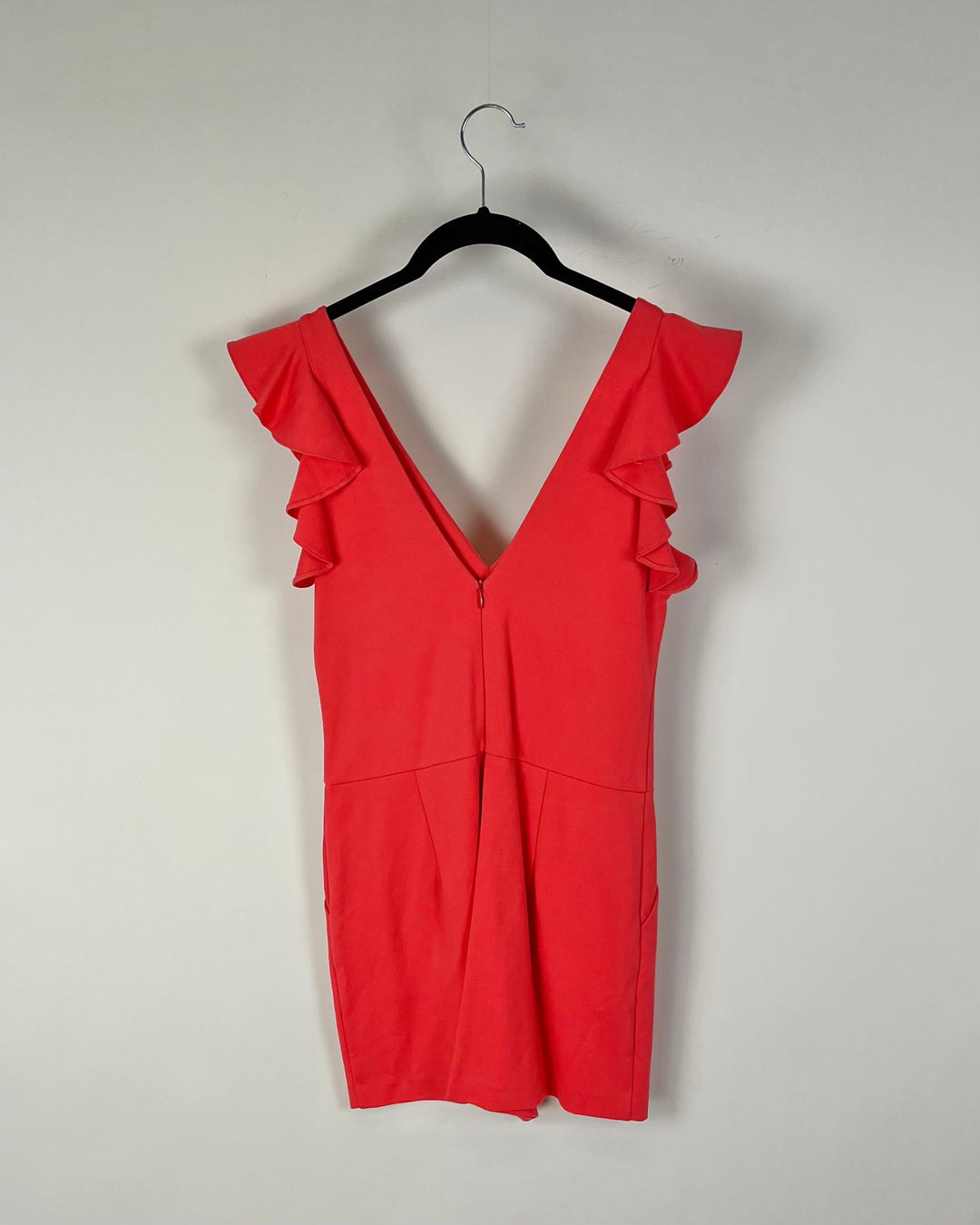 Coral Ruffle Sleeveless Romper - Small