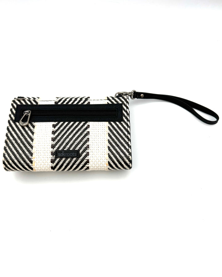 Brown Abstract Woven Wristlet/Crossbody Wallet Bag