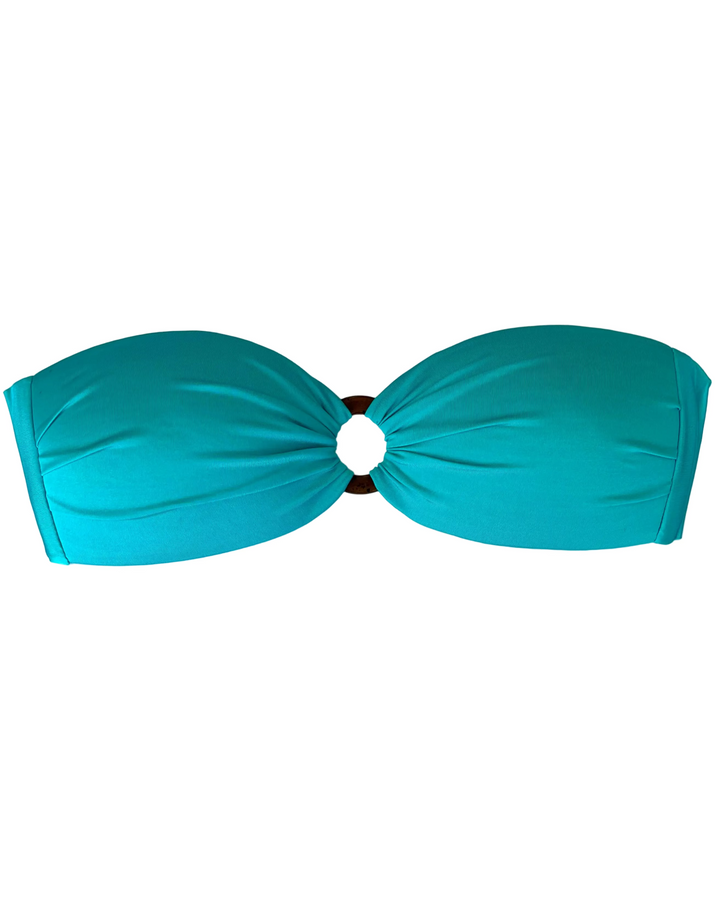 Bright Teal Ring Bandeau Bikini Top - Small and Large