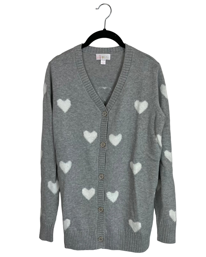 Gray Heart Cardigan - Size 6/8