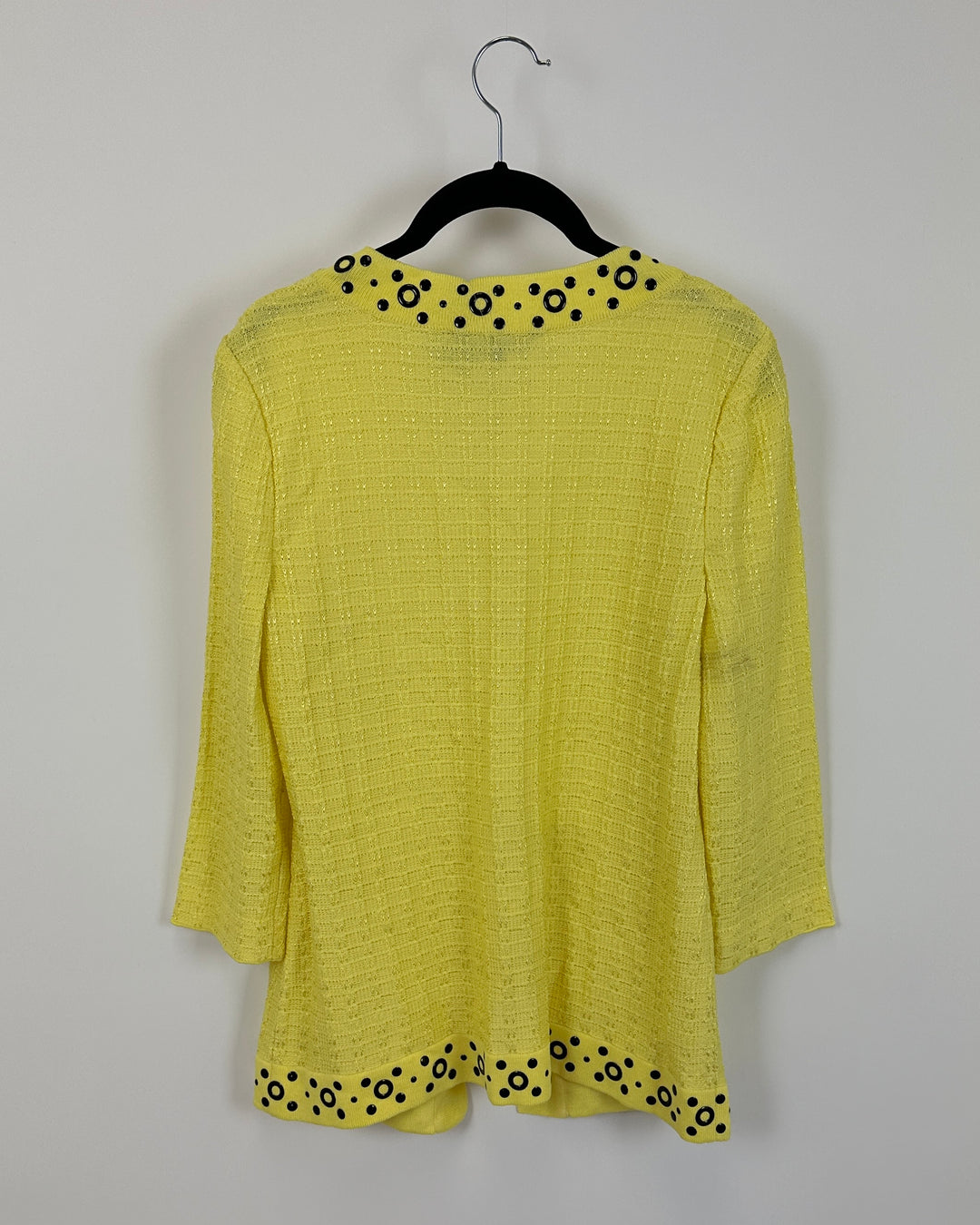 Yellow Cardigan With Black Grommet Detail- Size 2-4