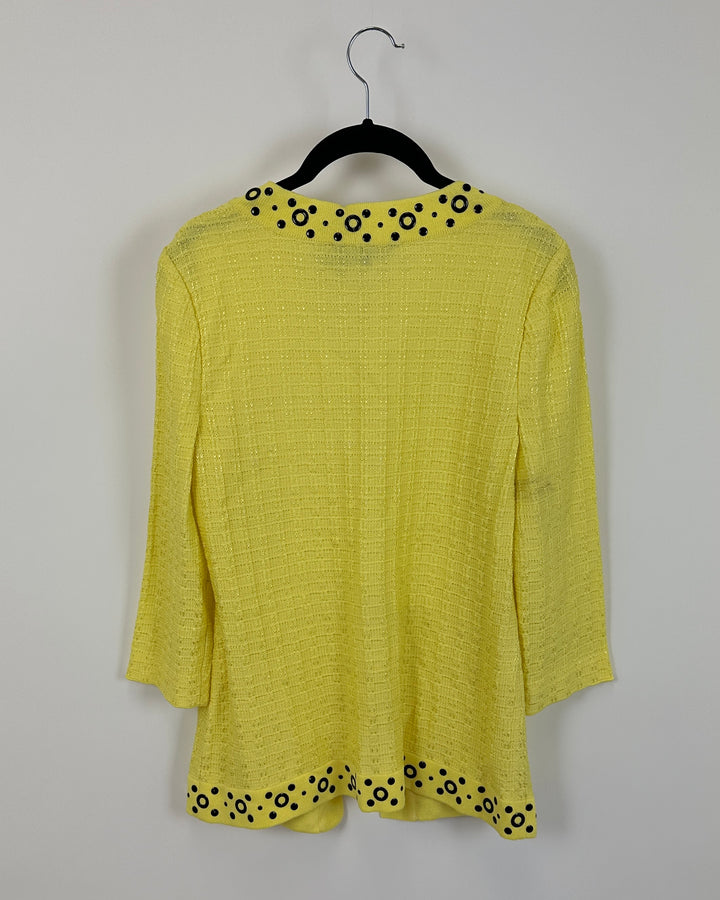 Yellow Cardigan With Black Grommet Detail- Size 2-4