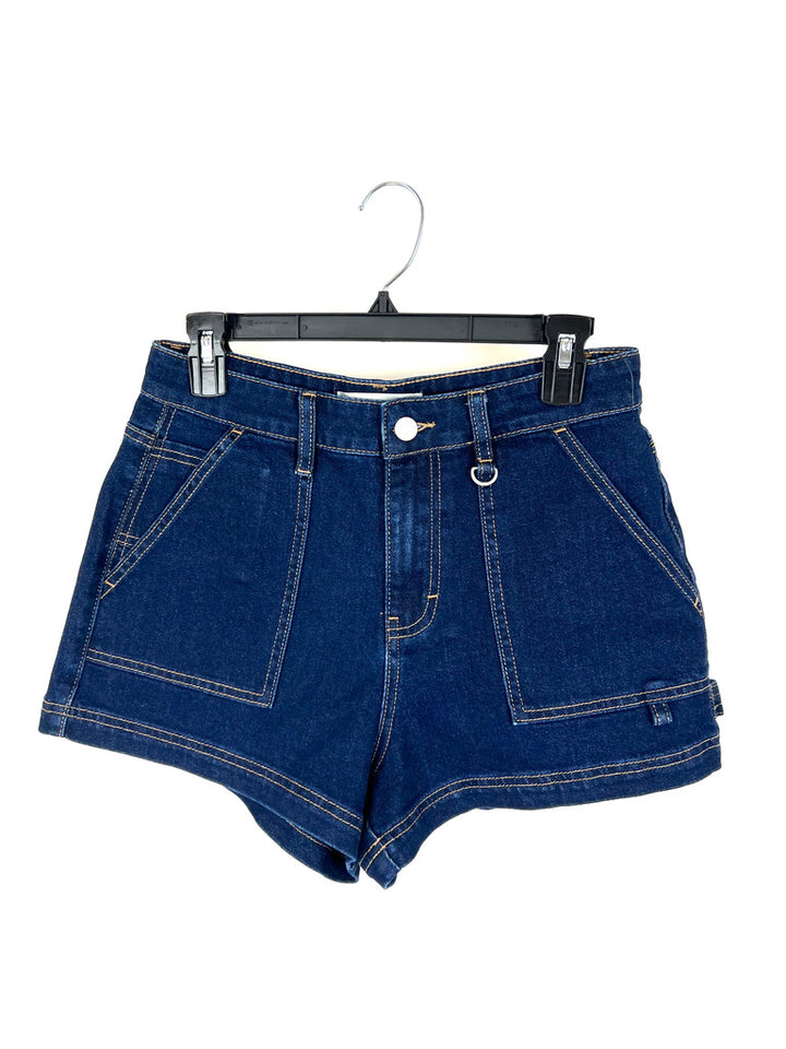 Dark Blue Denim High Waisted Shorts - Size 2/4