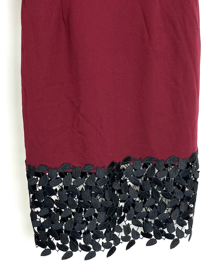 Dark Red and Black Applique Dress - Size 00, 0, 2, 4, 6, 8