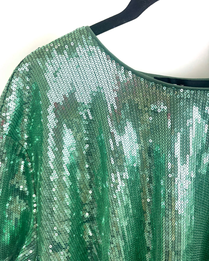 Green Sequin Cropped T-shirt- 1X