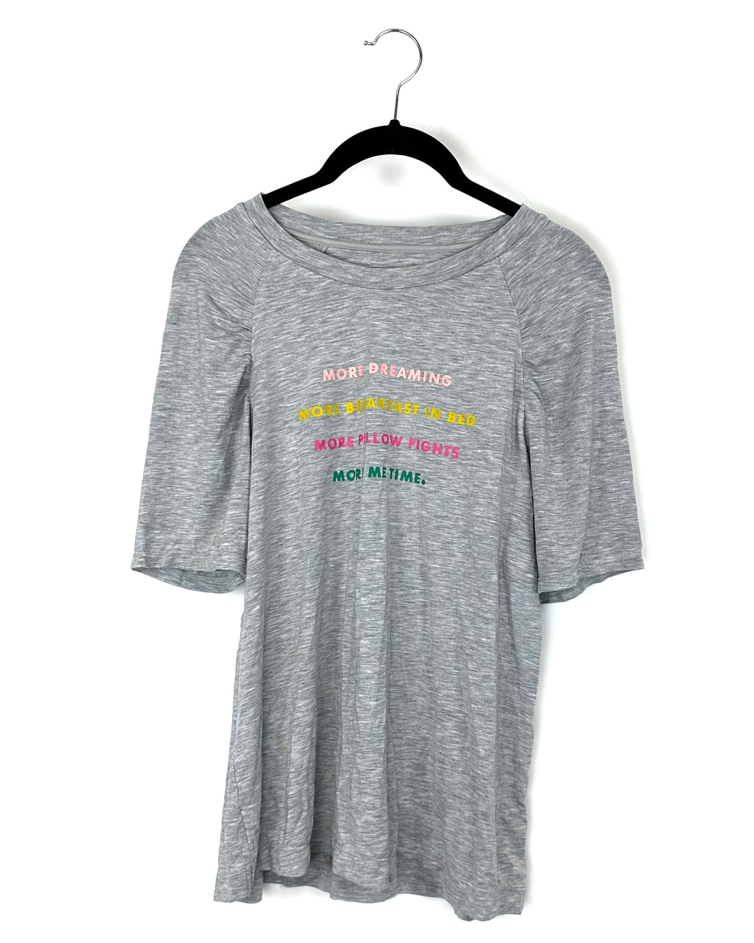 Light Gray Colorful Quote Sleepwear Shirt - Small