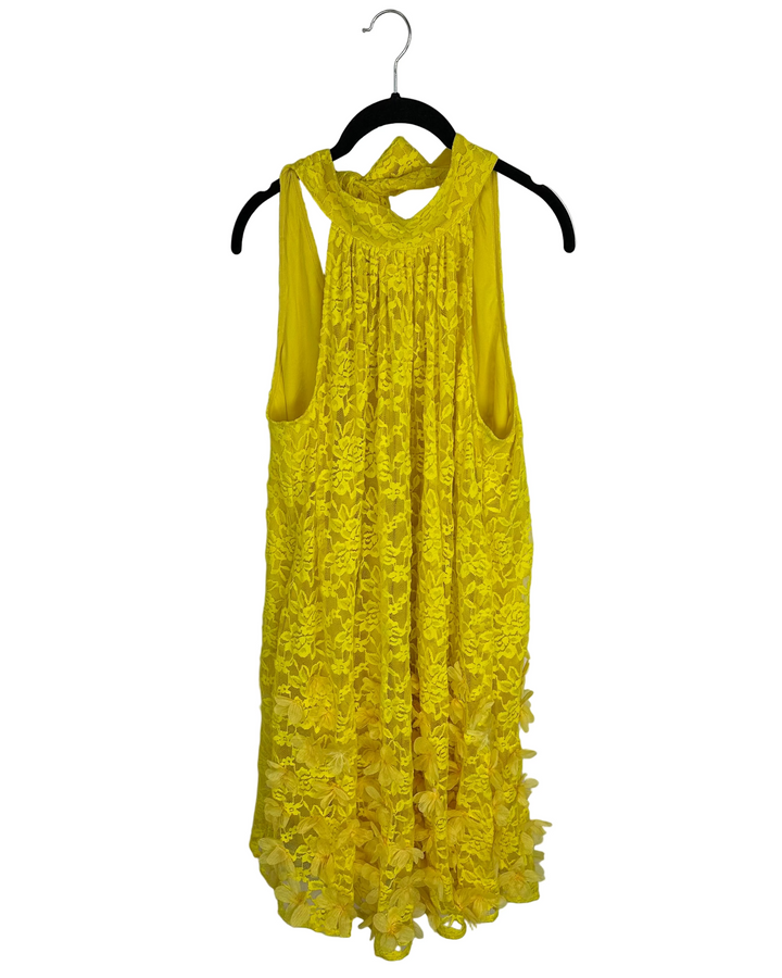 Yellow Lace And Flower Dress- Large