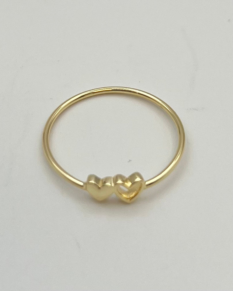 Gold Double Heart Ring - Size 7