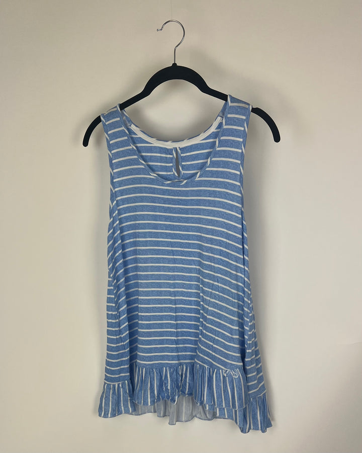 Blue and White Striped Sleep Tank - Small
