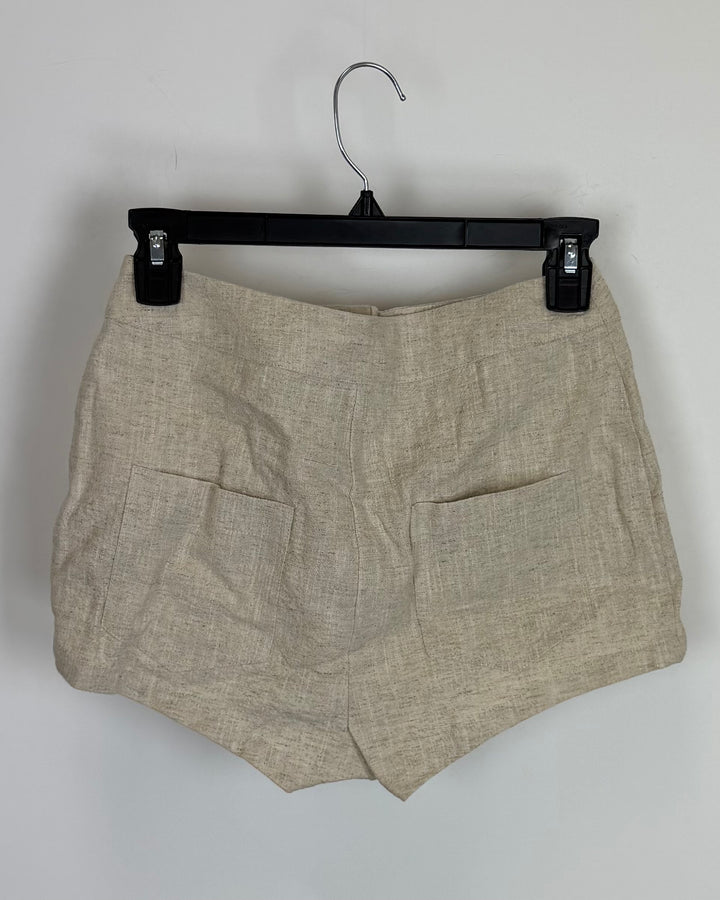 Tan Tie Front Shorts - SIze Extra Small
