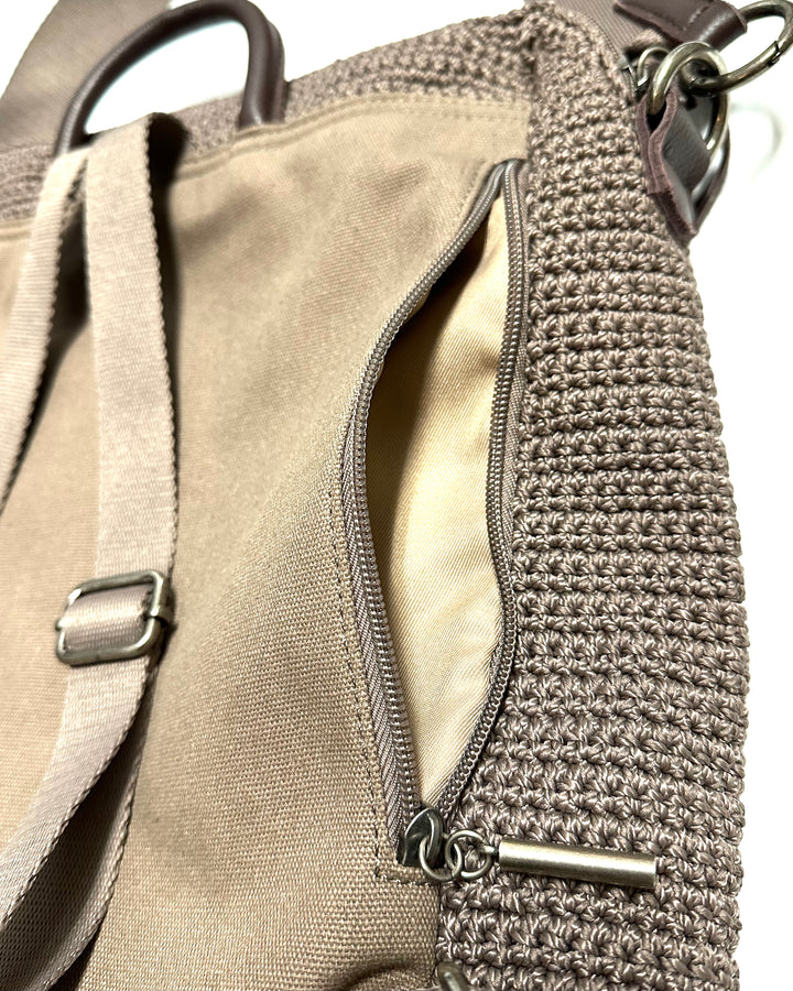 Taupe Crochet Backpack