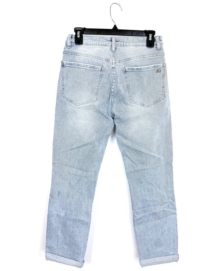 Washed Blue Distressed Jeans - Size 4