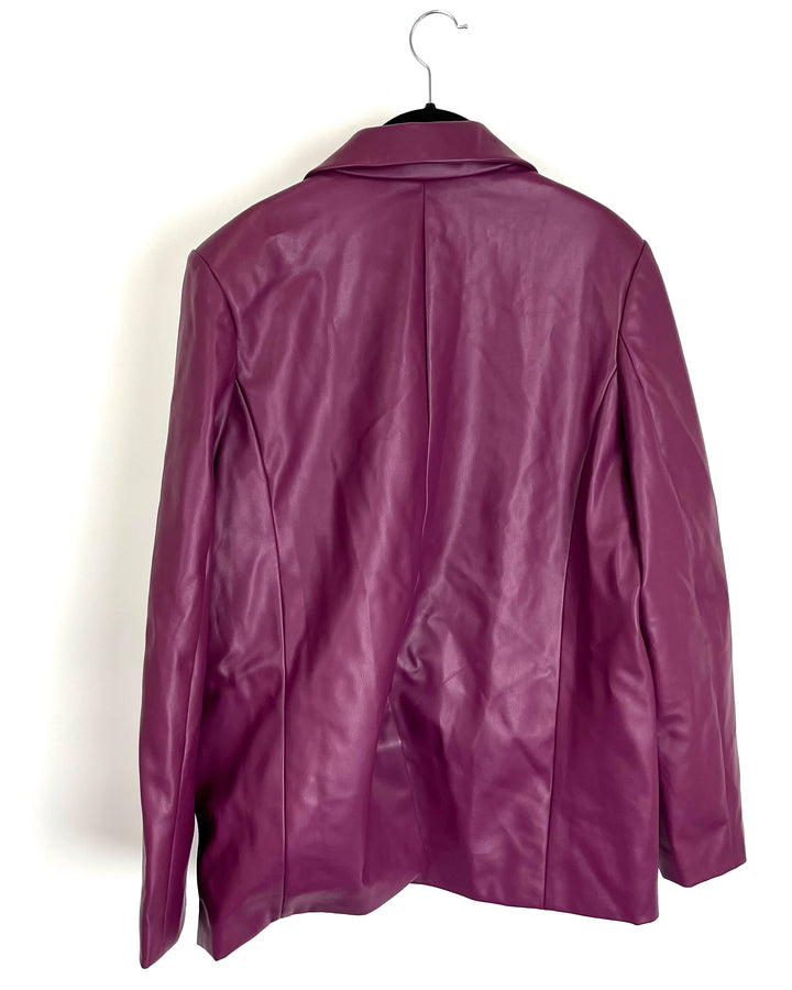 Burgundy Faux Leather Blazer - Large