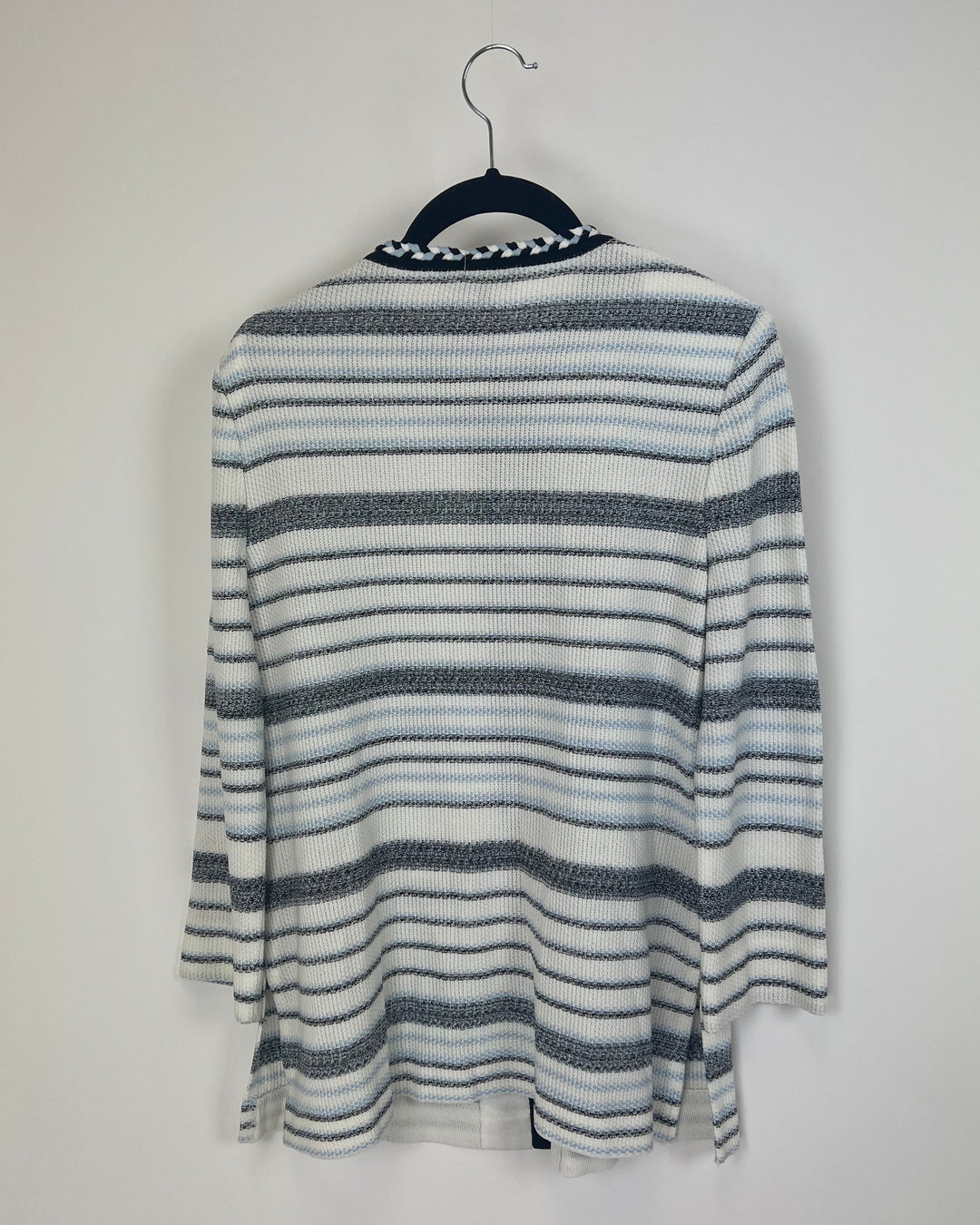 White and Blue Striped Knit Cardigan - Size 2/4