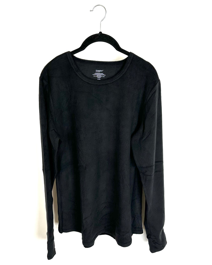 Black Fitted Fleece Top - Extra Large