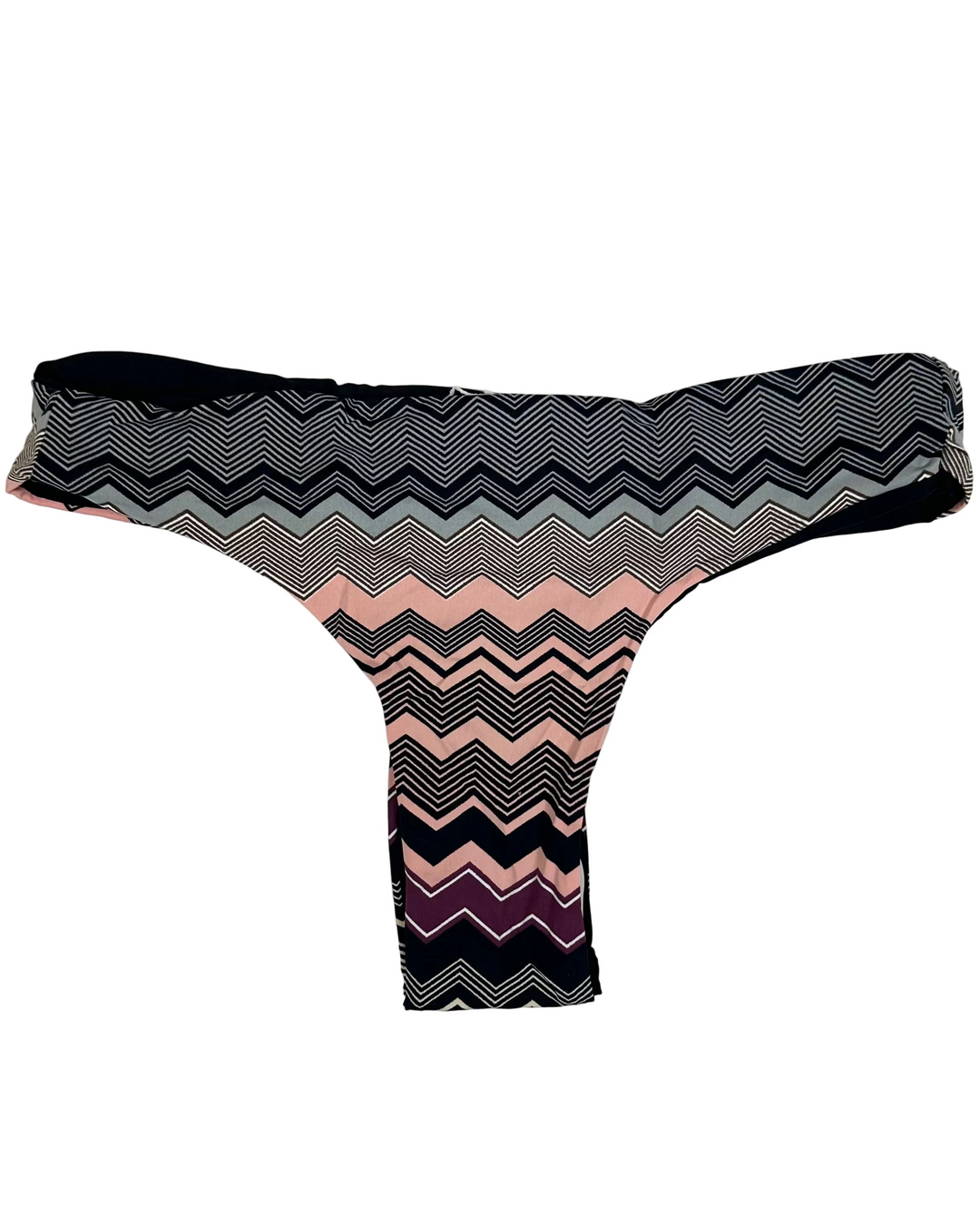 Ultra Cheeky Black Chevron Reversible Classic Bikini Bottom - Small