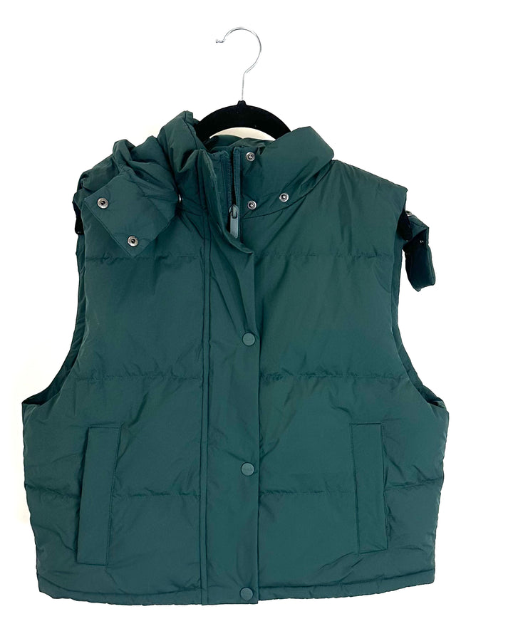 Nuuds Dark Green Puffer Vest - Small