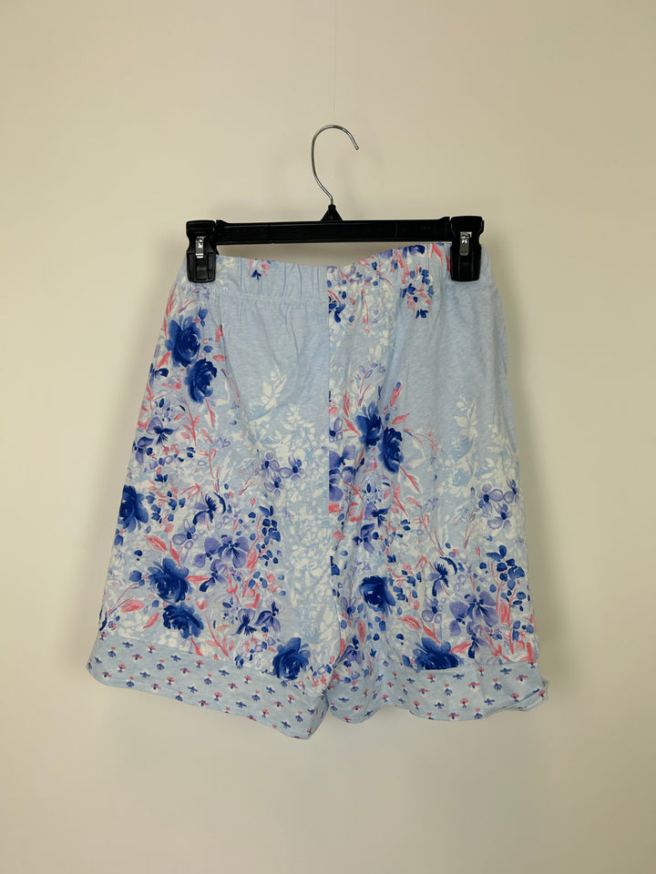Blue Floral Print Sleep Shorts - Size 16/18