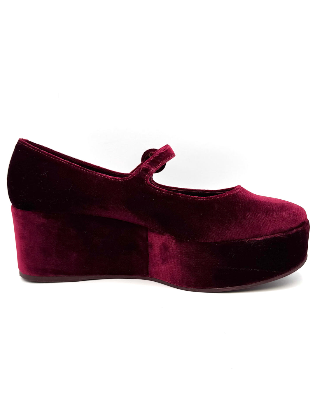 Wine Red Velour Platform - Size 7