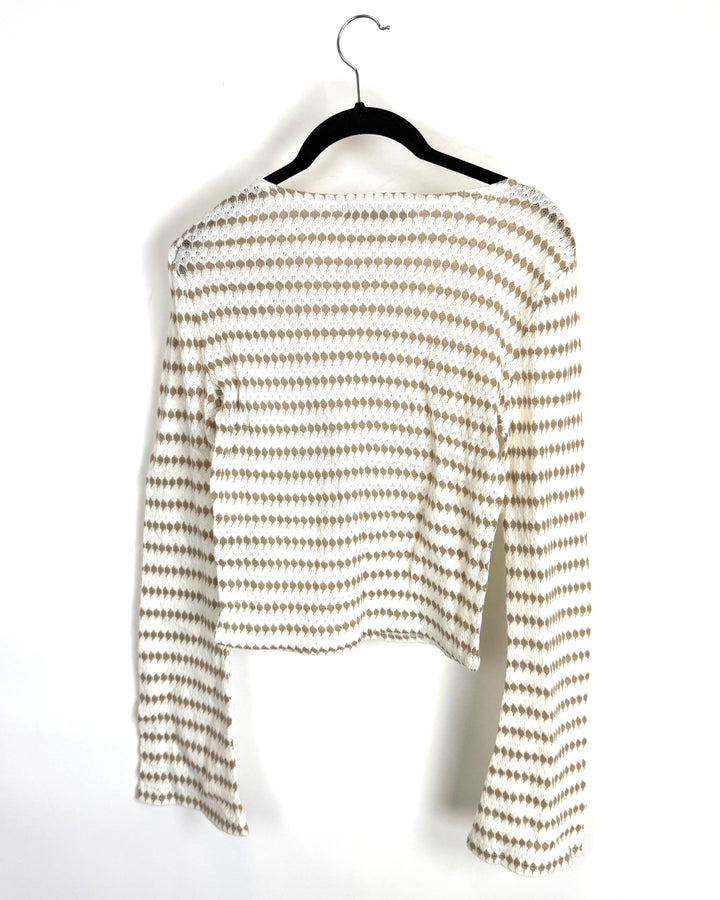 Cream And Tan Stripe Knit Top - Size 6/8