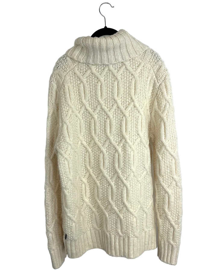 Cream Turtleneck Textured Sweater - Size 2/4