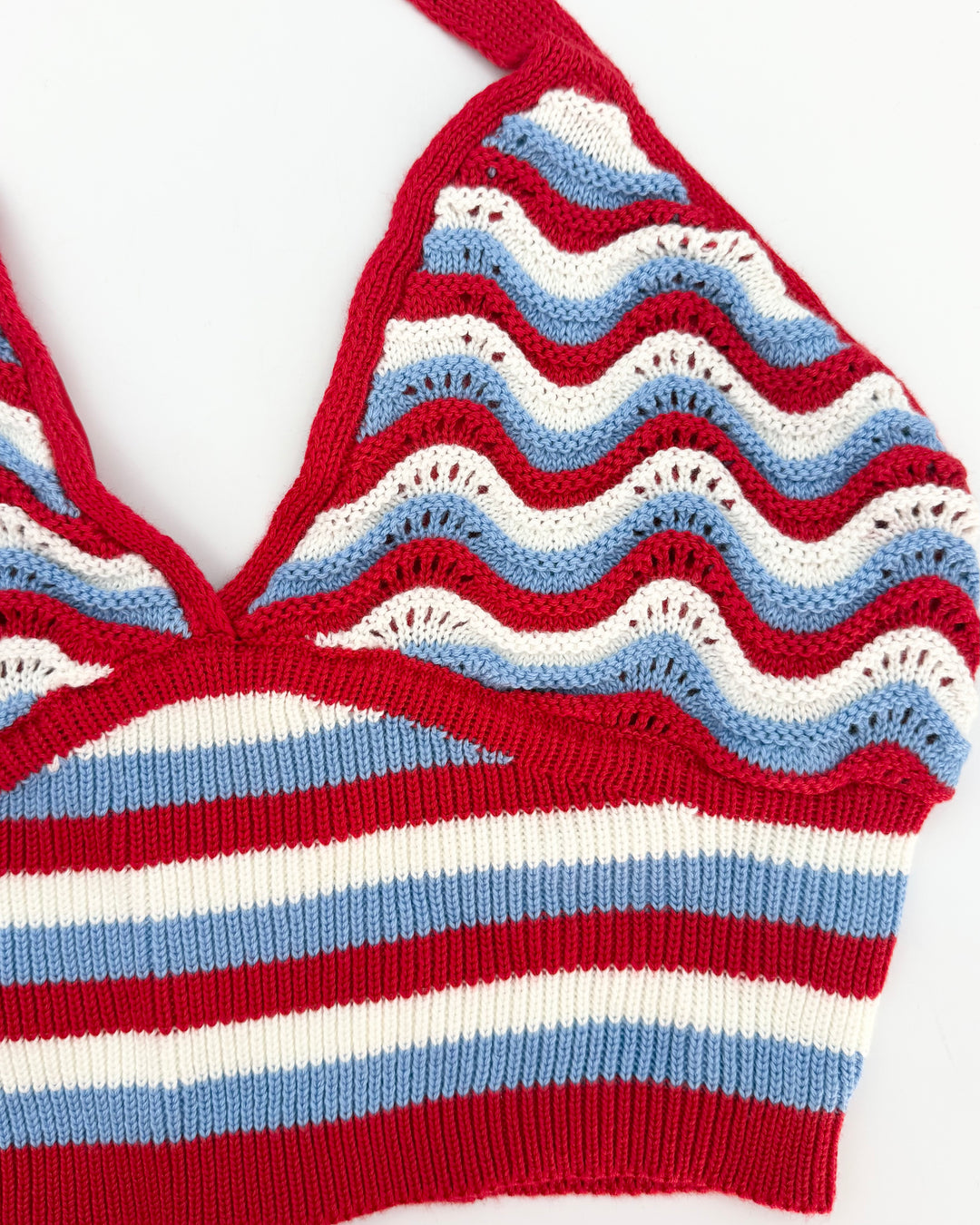 Blue, White, Red Crochet Halter Top - Size 6/8