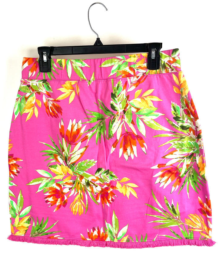 Pink Tropical Print Stretchy Skort - Size 6/8