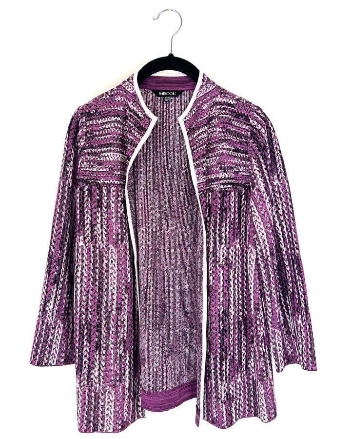 Purple Textured Knit Cardigan - Size 0