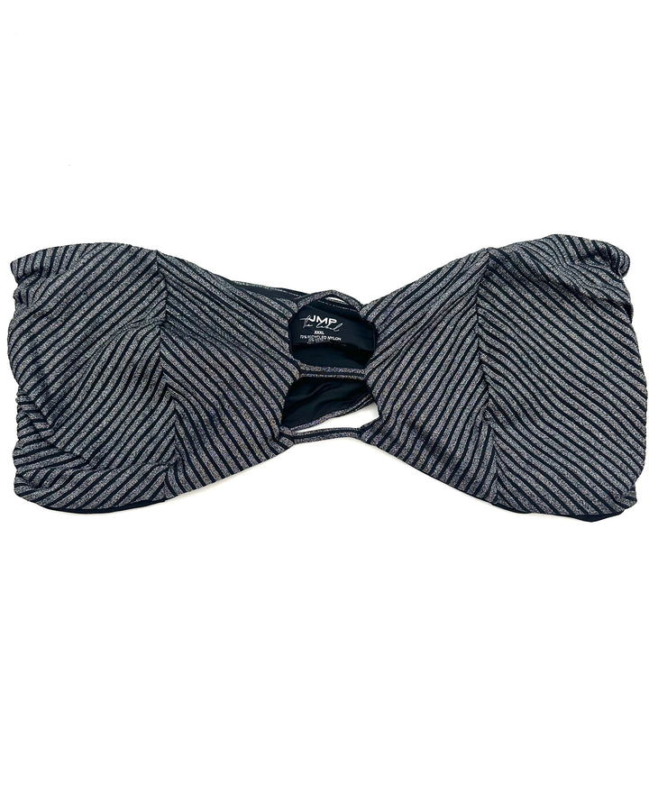 Metallic Black Strapless Bandeau Bikini Top - Extra Extra Extra Large