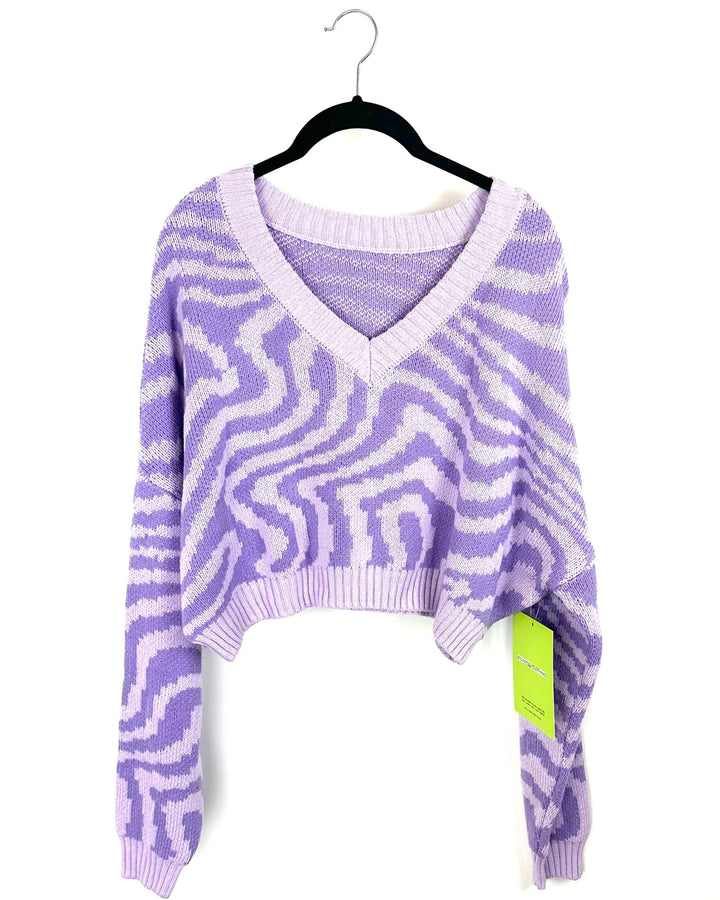 Purple Zebra Print Cropped Sweater- Medium